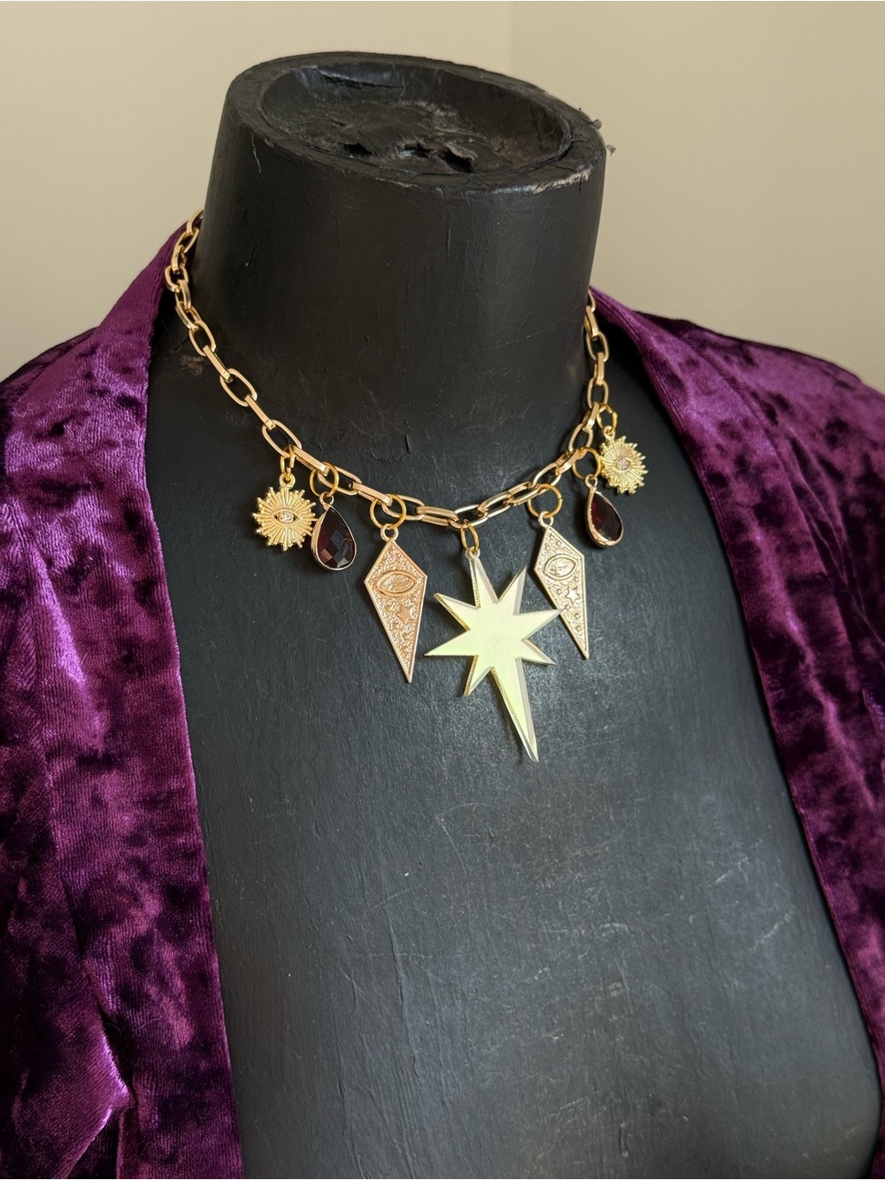 Bohemian rockstar gold festival choker necklace charm necklace boho fairycore